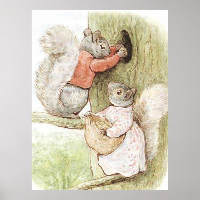 Timmy Tiptoes and Goody Squirrel by Beatrix Potter Poster (Front)