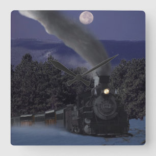 Timmy's Christmas Night Train Square Wall Clock