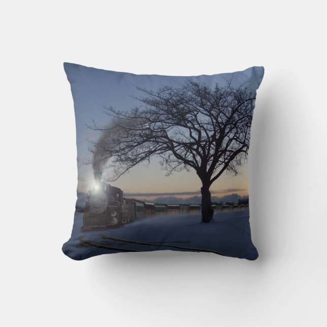 "Timmy's Christmas Train" Throw Pillow (Front)