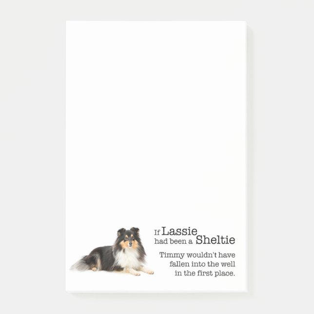 Timmy's Tri-Color Sheltie Post-It Notes (Front)