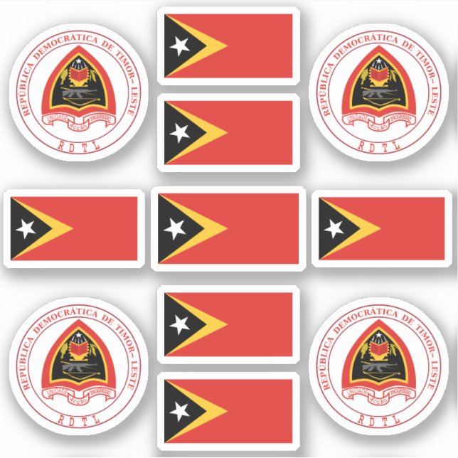 Timorese national symbols / coat of arms and flag  sticker (Front)