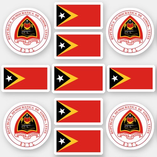 Timorese national symbols  coat of arms and flag  sticker