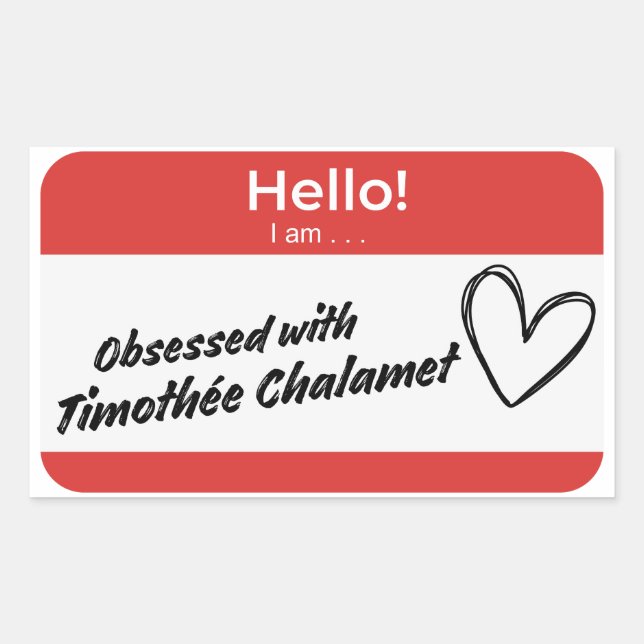 timothée chalamet nametag rectangular sticker (Front)