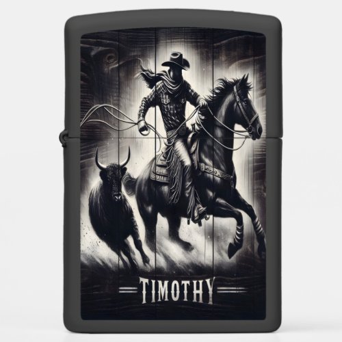 Timothy Cowboys Chase at Dusk Zippo Lighter