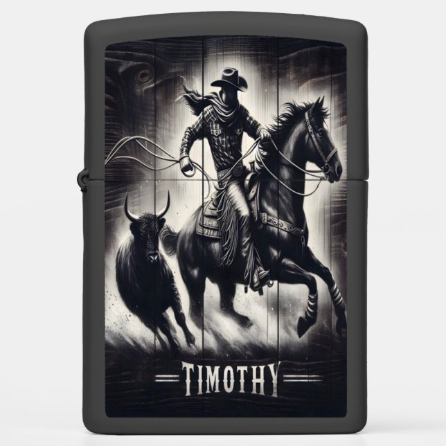 Timothy Cowboy's Chase at Dusk. Zippo Lighter (Front)