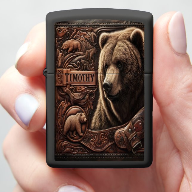 Timothy, The Grizzly Zippo Lighter (In Hand)