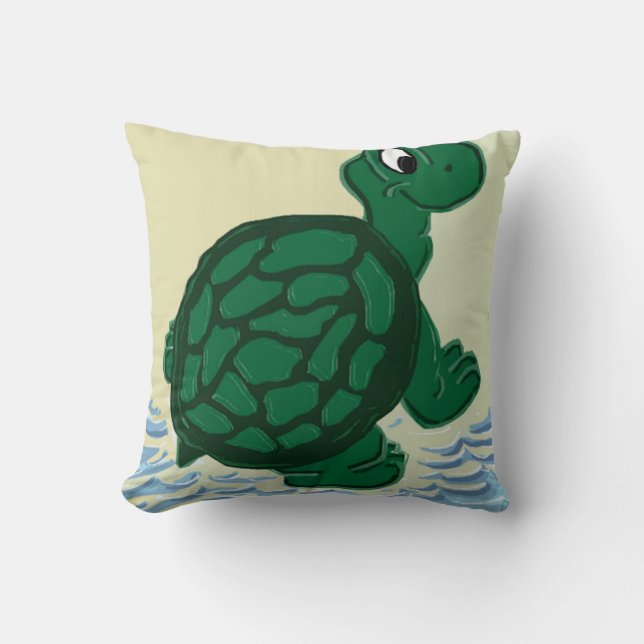 Timothy the Turtle Throw Pillow (Front)