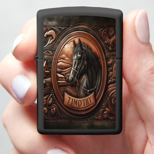 Timothy's Leather Portrait Zippo Lighter (In Hand)