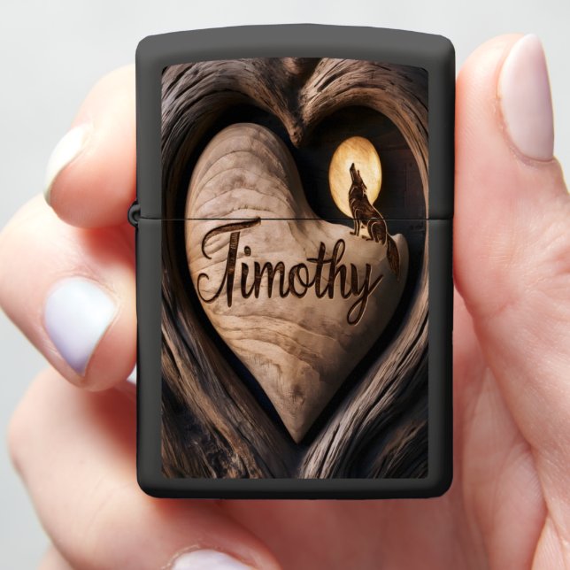 Timothy's Moonlit Heart Zippo Lighter (In Hand)