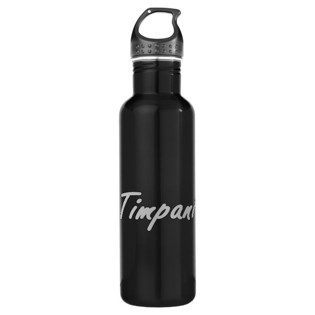 timpani text blk outline grey.png stainless steel water bottle (Front)
