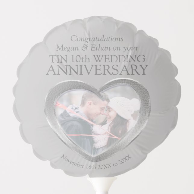 Tin 10th wedding anniversary custom photo balloon (Front)