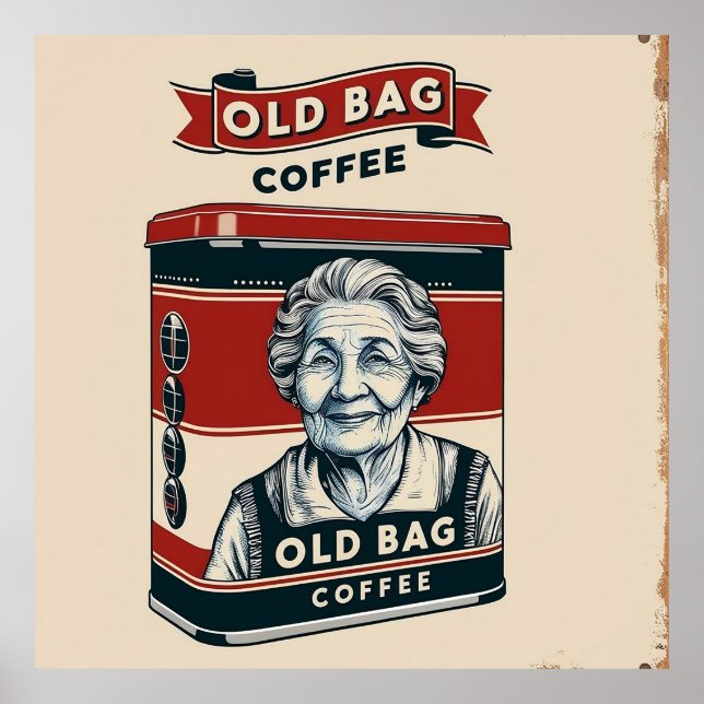 Tin Advertising Sign For Old Bag Coffee (Front)
