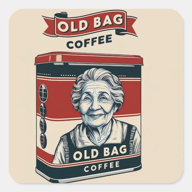 Tin Advertising Sign For Old Bag Coffee Square Sticker (Front)