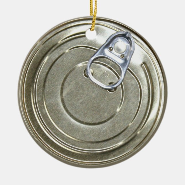 Tin Can Lid Ceramic Ornament (Front)