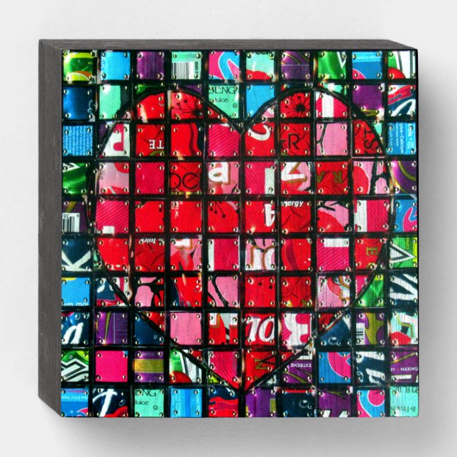 Tin Can Mixed Media Heart Wood Box (Front Horizontal)