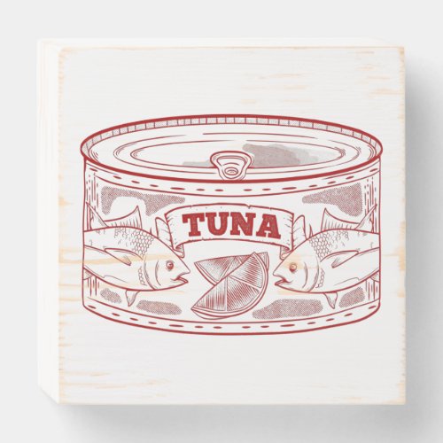 Tin can of tuna wooden box sign
