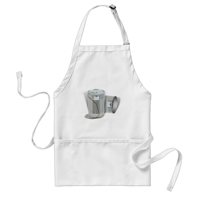 Tin Can Phone (Can you hear me NOW?) Adult Apron (Front)
