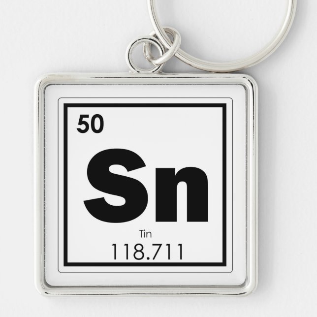Tin chemical element symbol chemistry formula geek keychain (Front)