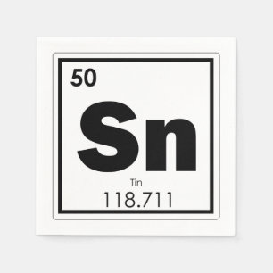 Tin chemical element symbol chemistry formula geek paper napkins