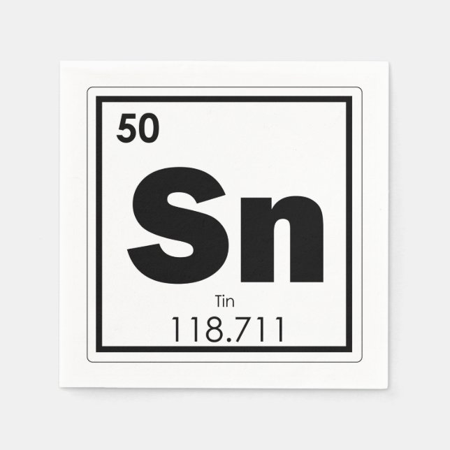 Tin chemical element symbol chemistry formula geek paper napkins (Front)
