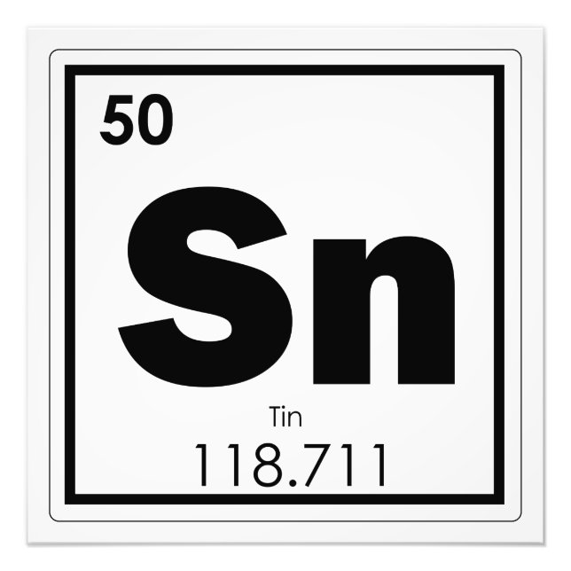 Tin chemical element symbol chemistry formula geek photo print (Front)