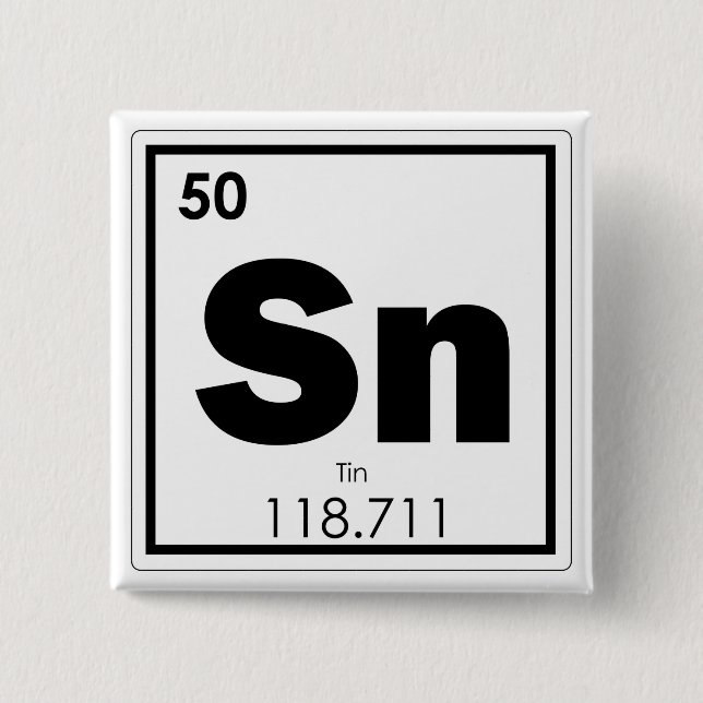Tin chemical element symbol chemistry formula geek pinback button (Front)