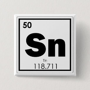 Tin chemical element symbol chemistry formula geek pinback button