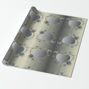 Tin Color Rose Heart Frame Your Photo Wrapping Paper