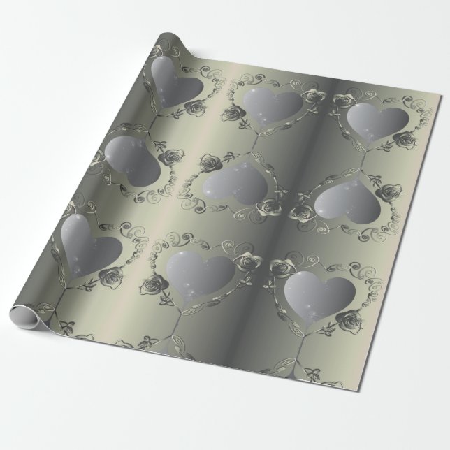 Tin Color Rose Heart Frame Your Photo Wrapping Paper (Unrolled)