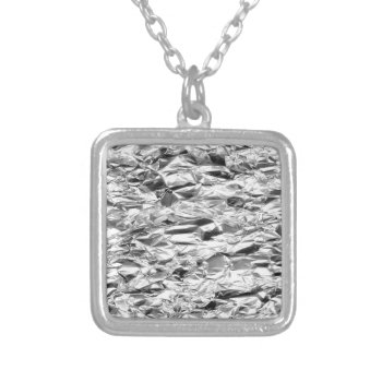Tin Foil Silver Metal Aluminum Pattern Silver Plated Necklace by myMegaStore at Zazzle