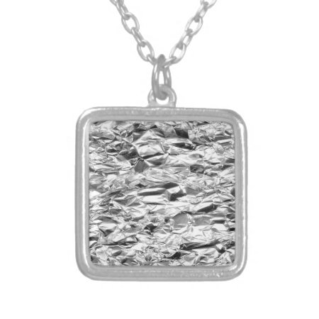 Tin Foil Silver Metal Aluminum Pattern Silver Plated Necklace