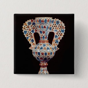 Tin-glazed vase with lustre decoration pinback button