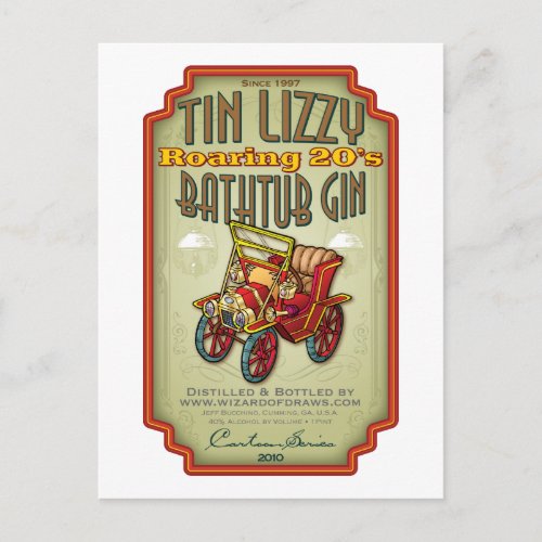 Tin Lizzy Bathtub Gin Postcard