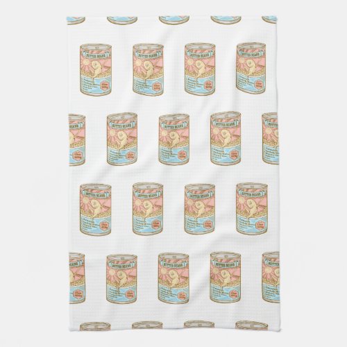 Tin of butter beans kitchen towel