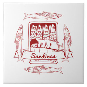Tin of sardines ceramic tile