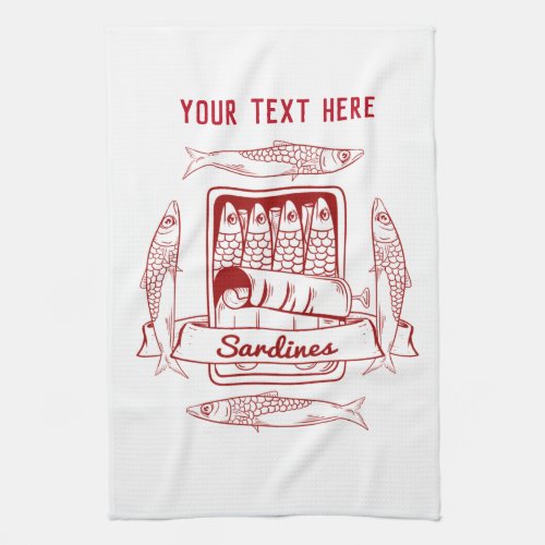 Tin of sardines pop art kitchen towel