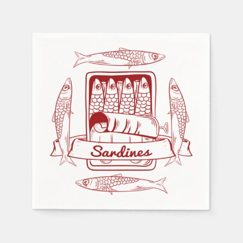 Tin of sardines pop art napkins