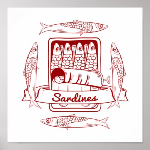 Tin of sardines pop art poster
