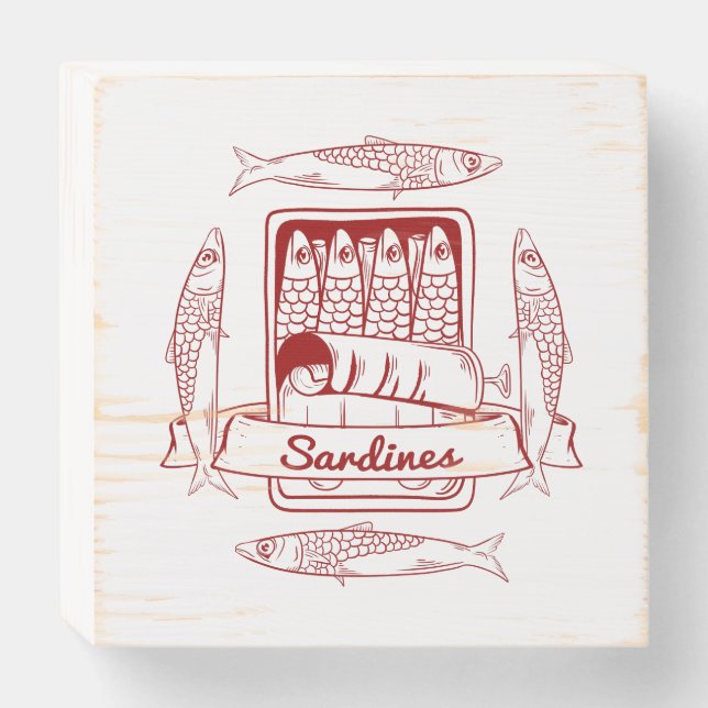 Tin of sardines pop art wooden box sign (Front Horizontal)