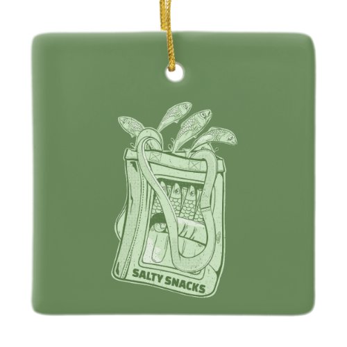 Tin of sardines salty snack ceramic ornament
