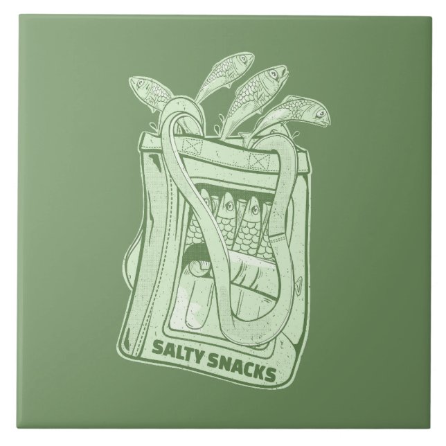 Tin of sardines salty snack ceramic tile (Front)