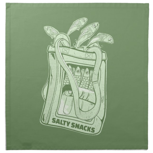 Tin of sardines salty snack cloth napkin (Front)