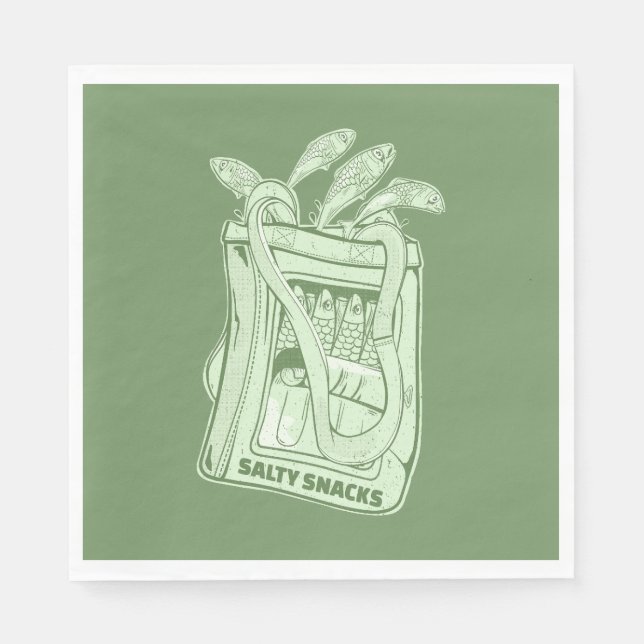 Tin of sardines salty snack napkins (Front)