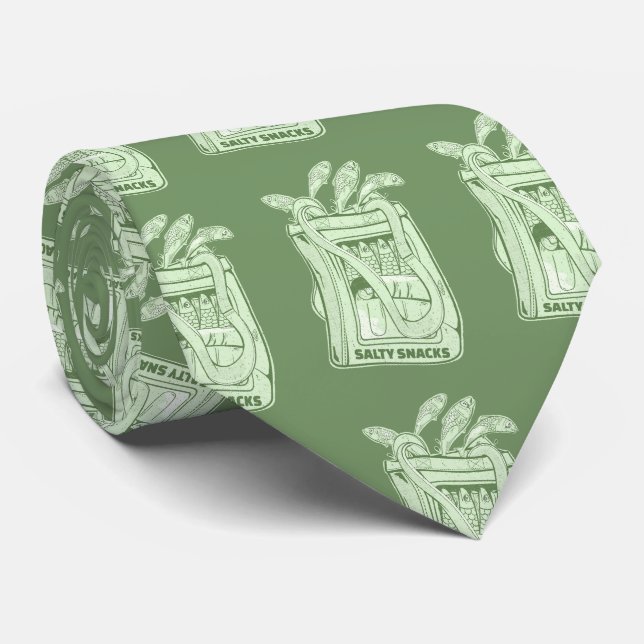 Tin of sardines salty snack neck tie (Rolled)