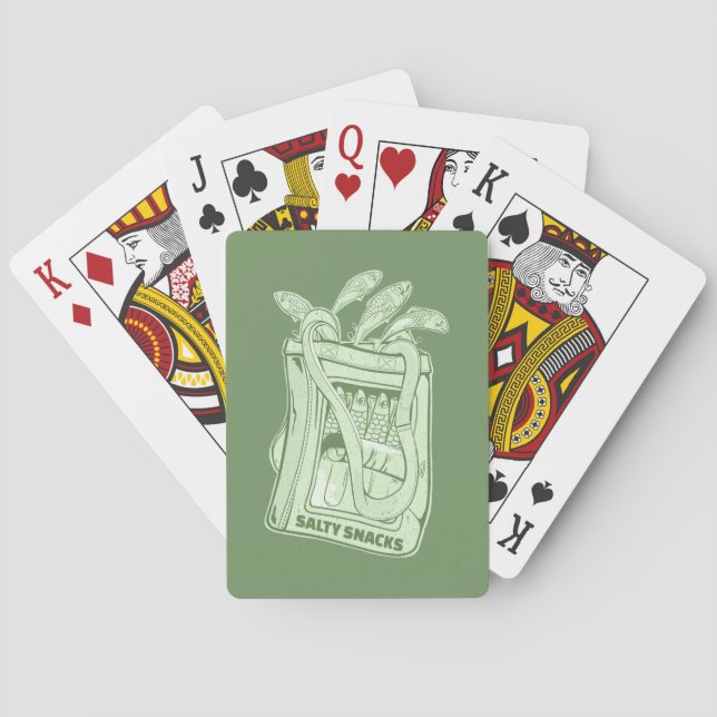 Tin of sardines salty snack poker cards (Back)