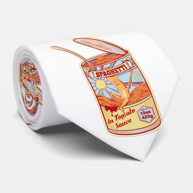 Tin of Spaghetti canned food Neck Tie (Rolled)