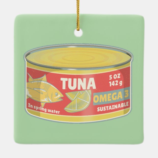 Tin of tuna canned fish retro ceramic ornament (Back)