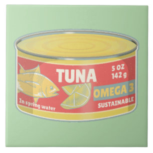 Tin of tuna canned fish retro ceramic tile