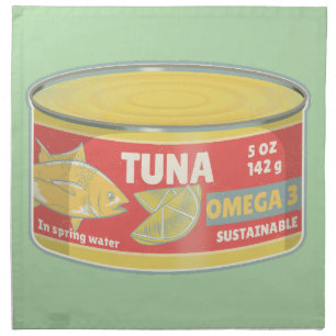 Tin of tuna canned fish retro cloth napkin