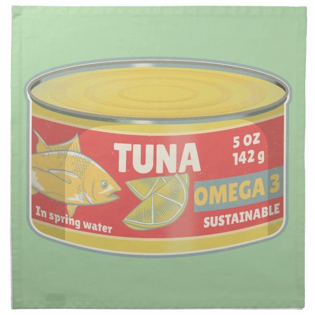 Tin of tuna canned fish retro cloth napkin (Front)